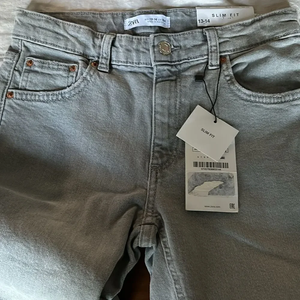 Zara Girls slim fit light gray color Sz 13-14 pants